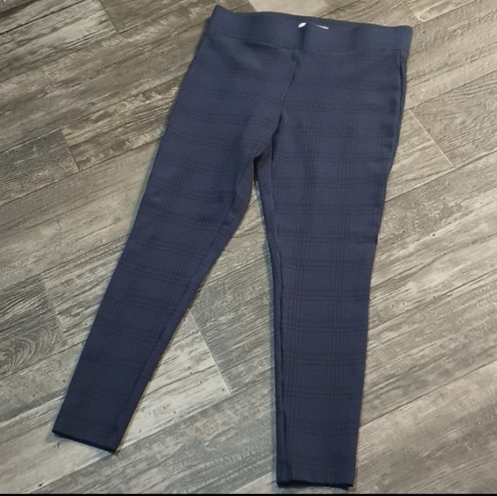LOFT Dark Blue Petite Plaid Ponte Leggings